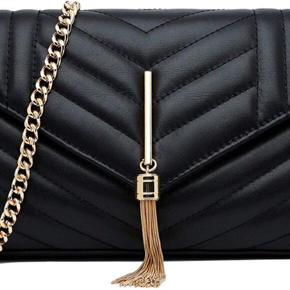 New Leather Clutch Crossbody Bag Quilted Evening Bag - Picture 6 of 7